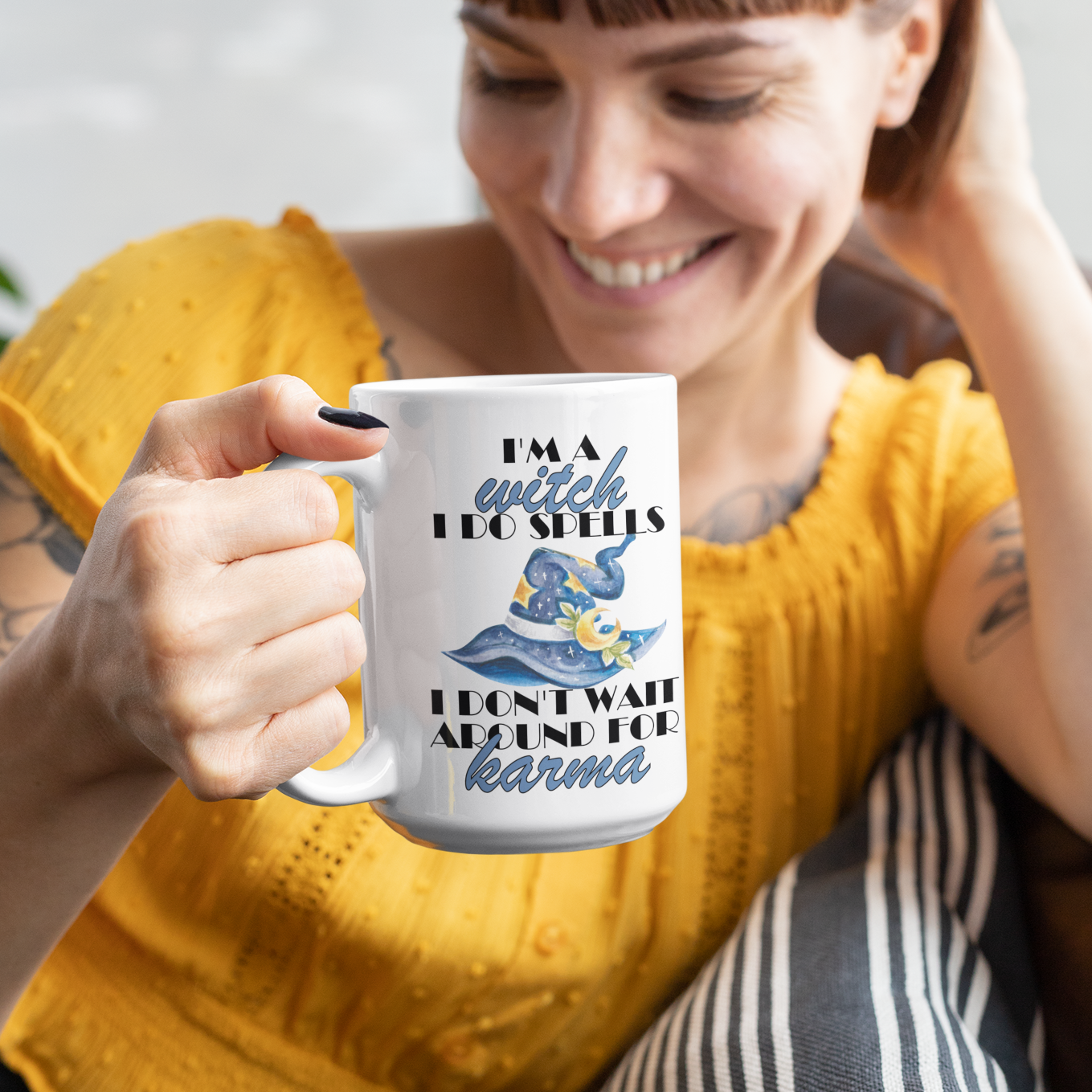 I'm a witch I do spells funny coffee mug