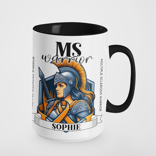 MS Warrior Personalised Mug or Tumbler | Multiple Sclerosis Awareness Gift | Custom Name Coffee Cup | Inspirational MS Fighter Design | Warrior Woman Collection