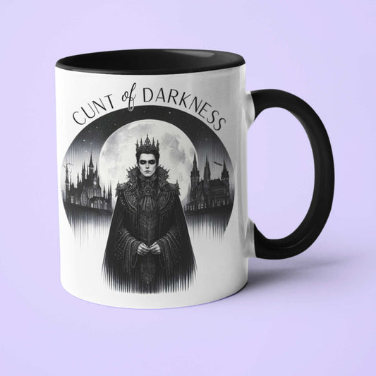 Cunt of Darkness Naughty Gothic Mug – Dark Fantasy Ceramic Coffee Cup, Funny Spooky Gift for Him, Witchy Home Décor