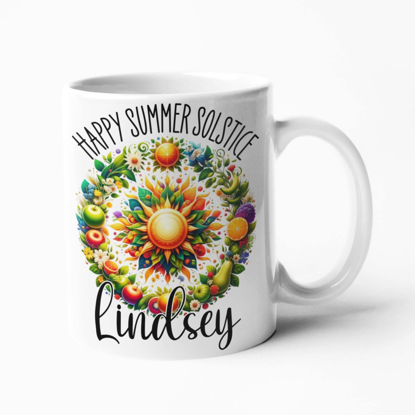 Customisable 'Happy Summer Solstice' Mug | Pagan Festival Drinkware | Personalised 11oz/15oz Mugs & 20oz Tumblers with Coasters