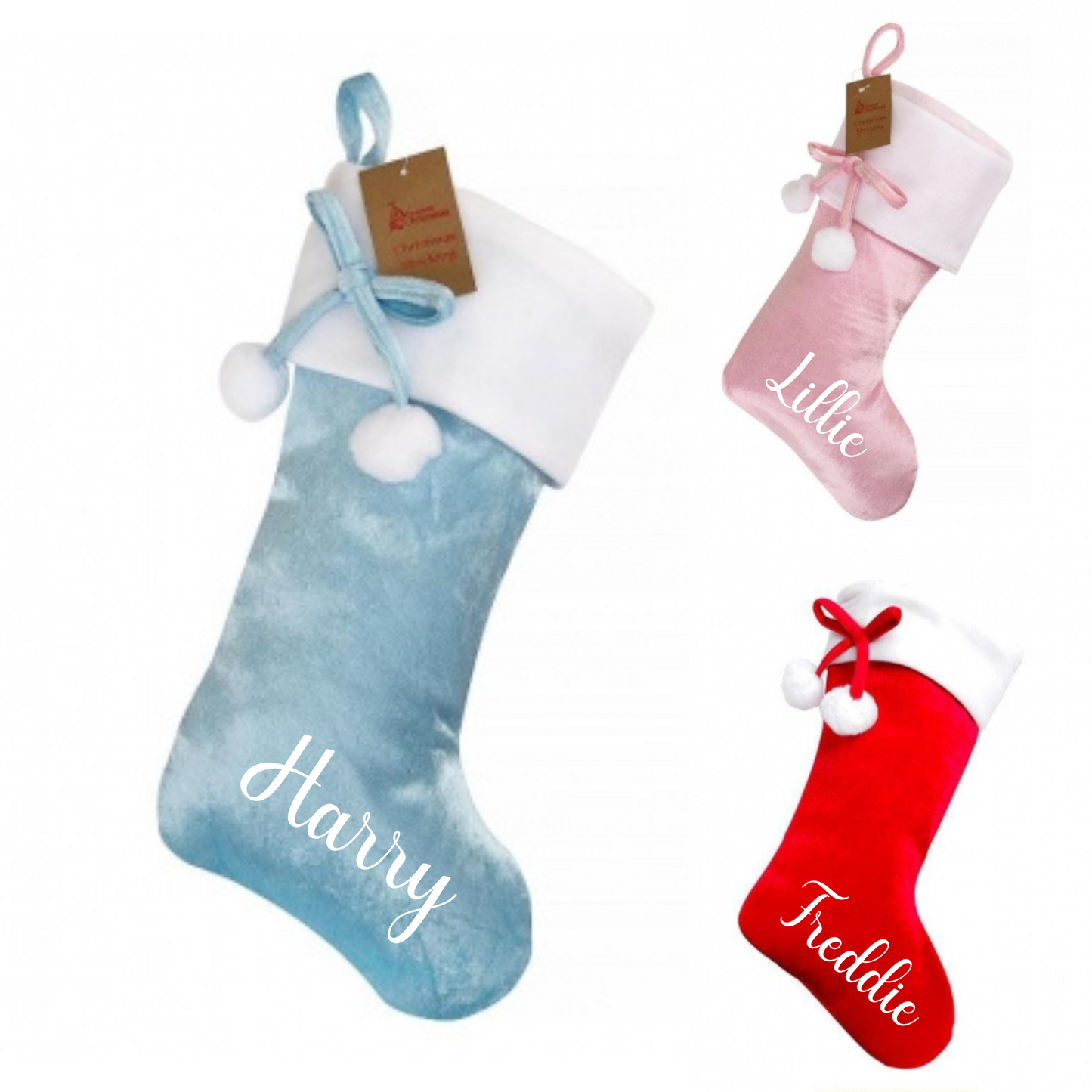 Personalised Kids & Adults Christmas Stocking Red, Blue or Pink – Get a Free Gingerbread Mug