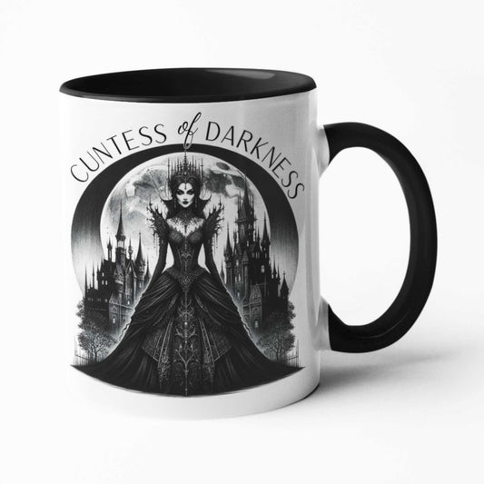 Cuntess of Darkness Naughty Gothic Mug – Dark Fantasy Ceramic Coffee Cup, Funny Spooky Gift for Her, Witchy Home Décor