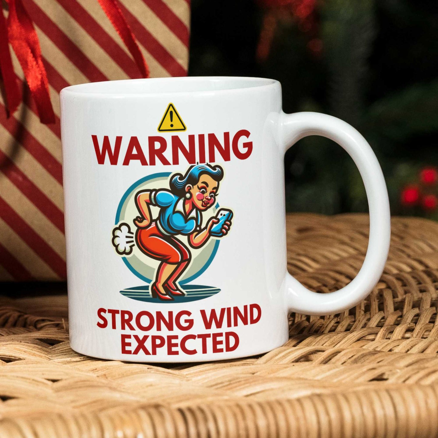 Weather warning funny coffee mug wind expected