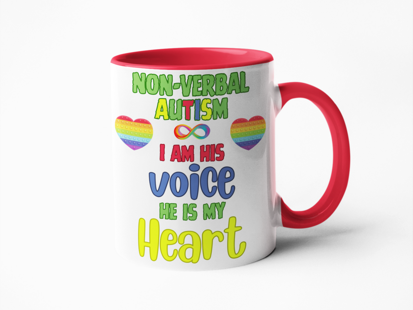 Non-verbal Autism I am his voice he is my heart coffee mug