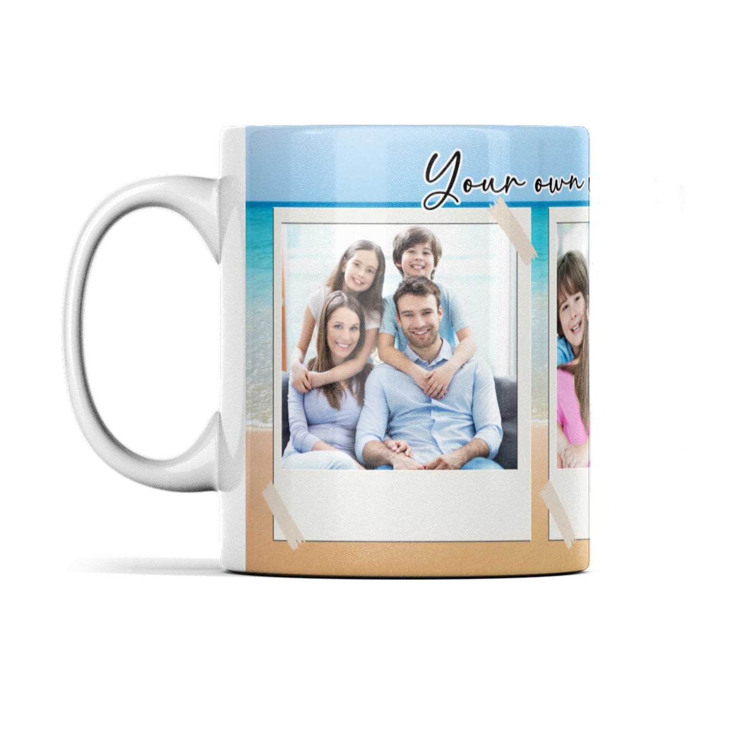 Custom beach themed personalised photo mug with any or no text