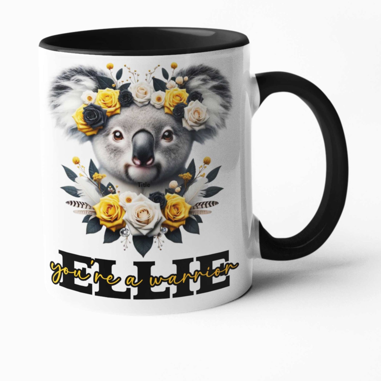 Koala Inspirational Mug & Tumbler Set - Personalizable 11oz/15oz Ceramic Mugs, 20oz Travel Tumbler, Colorful Coasters - "You're a Warrior" Collection