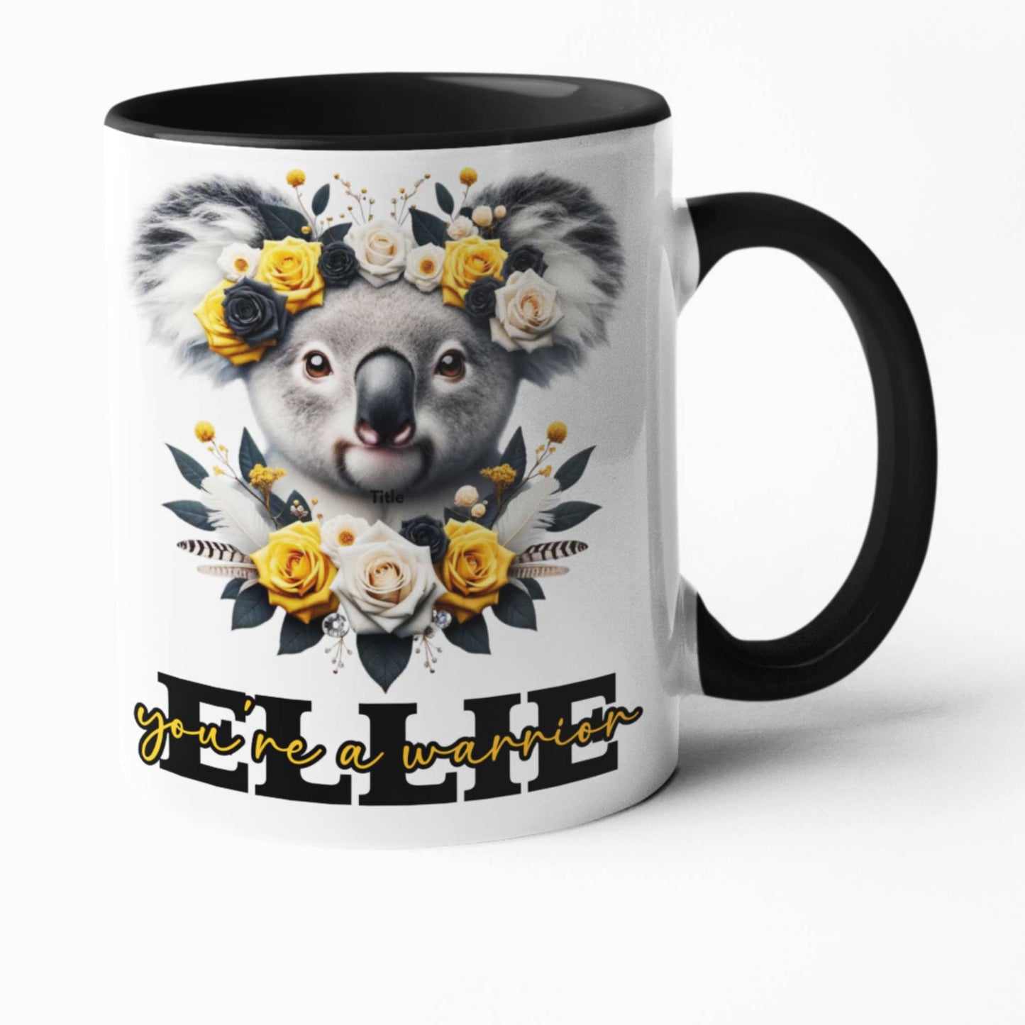 Koala Inspirational Personalised Mug or Tumbler 11oz/15oz Ceramic Mugs, 20oz Travel Tumbler, Colorful Coasters - "You're a Warrior" Collection