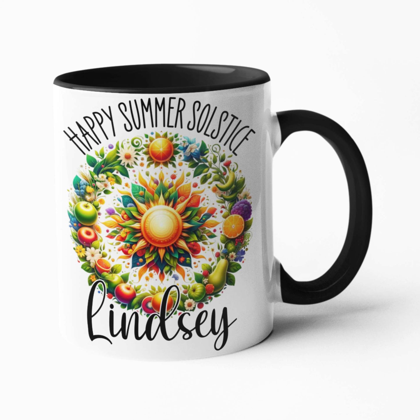 Customisable 'Happy Summer Solstice' Mug | Pagan Festival Drinkware | Personalised 11oz/15oz Mugs & 20oz Tumblers with Coasters