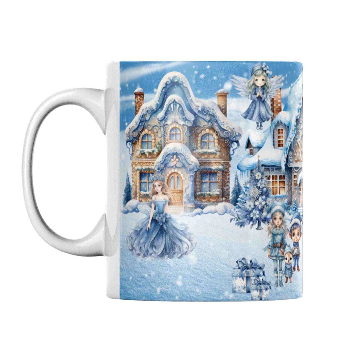 Blue Christmas scene personalised 11oz mug