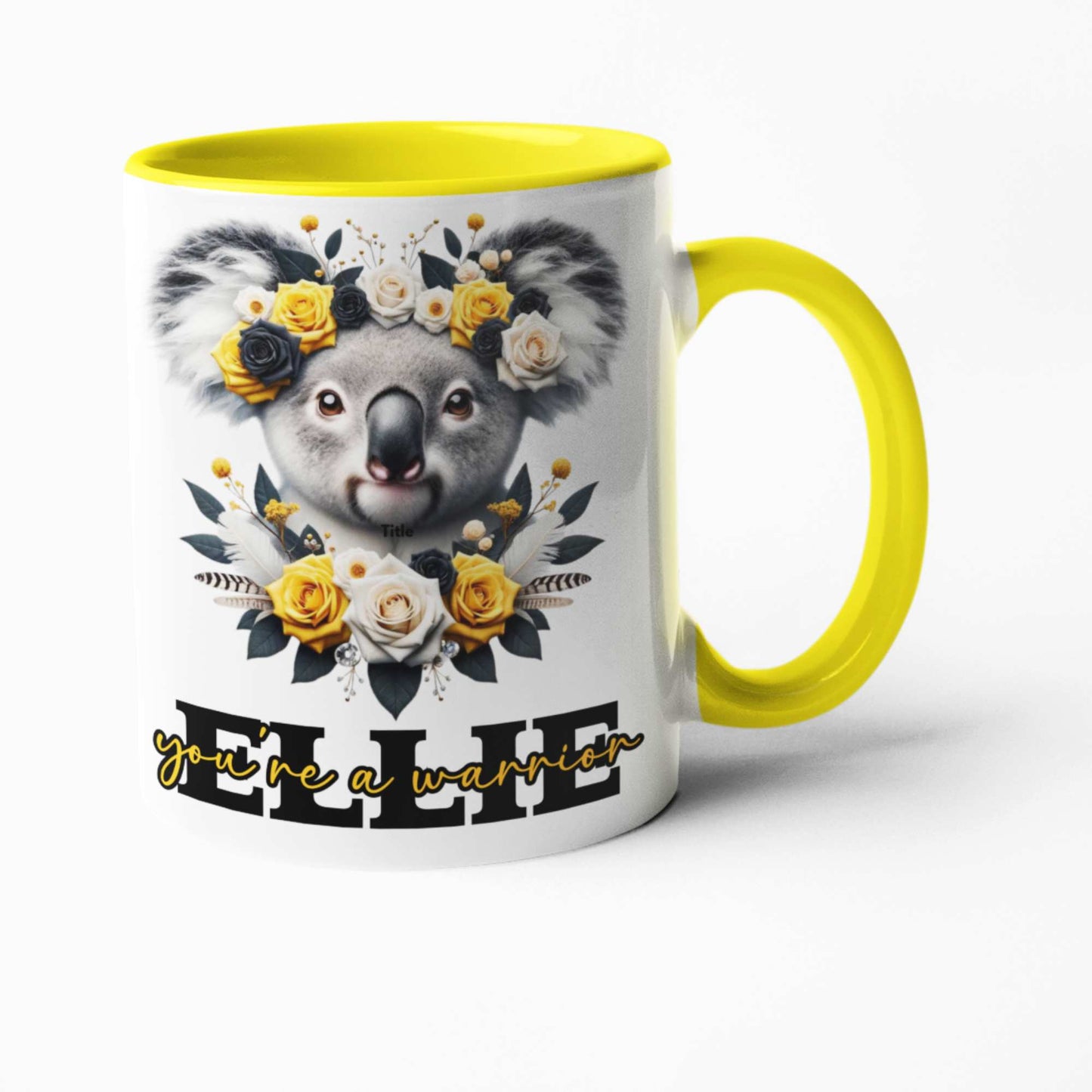 Koala Inspirational Personalised Mug or Tumbler 11oz/15oz Ceramic Mugs, 20oz Travel Tumbler, Colorful Coasters - "You're a Warrior" Collection