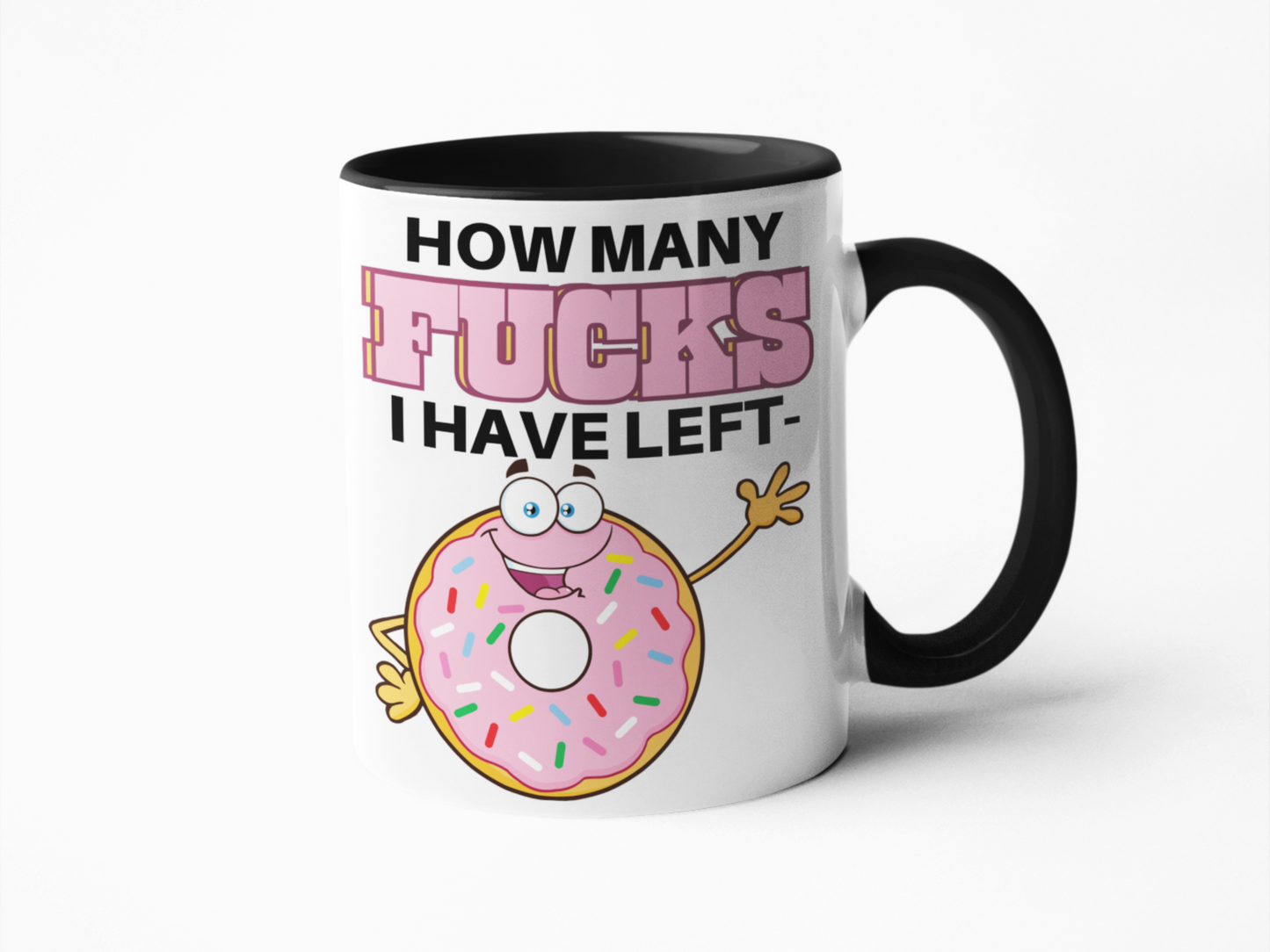 How many fucks left donut funny coffee mug