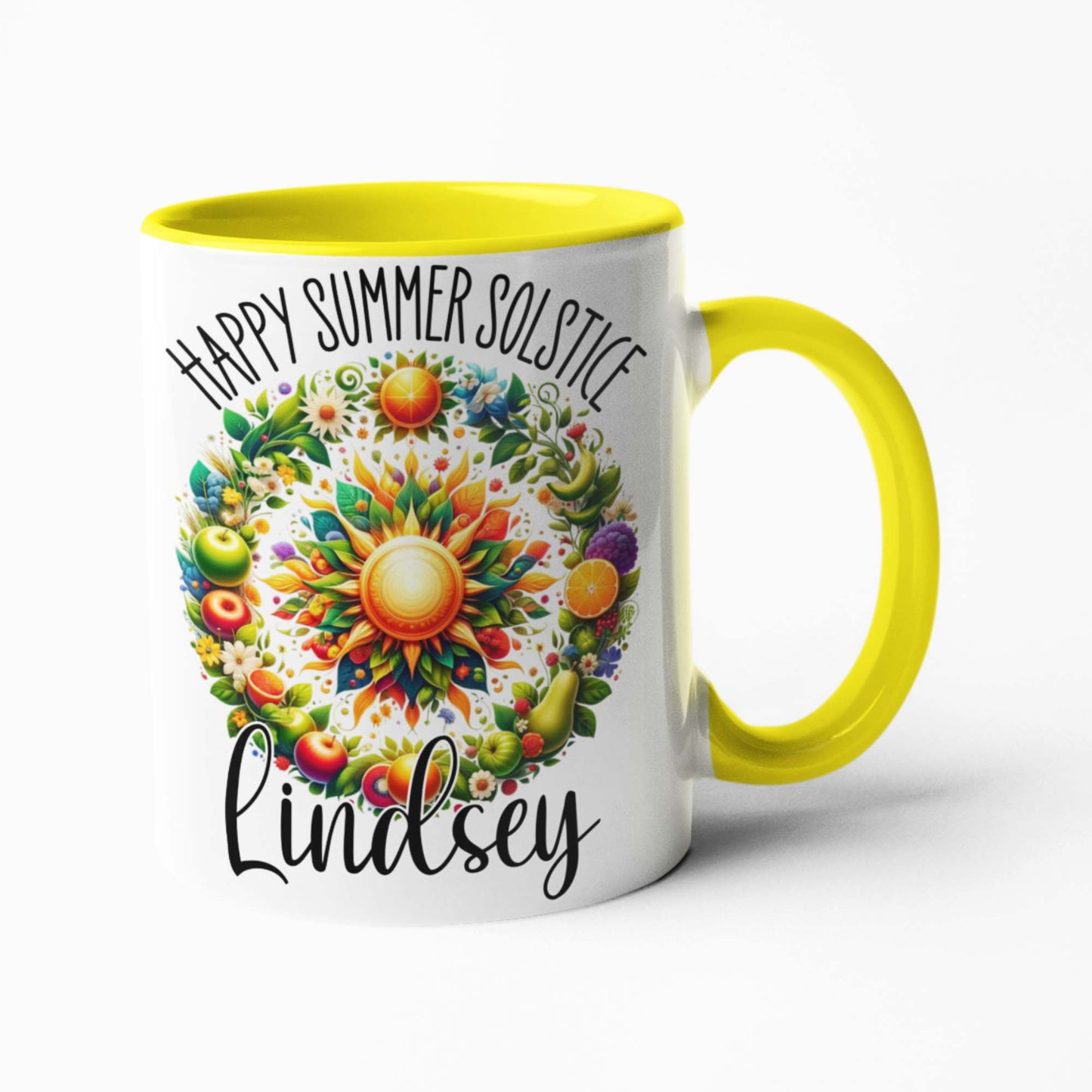 Customisable 'Happy Summer Solstice' Mug | Pagan Festival Drinkware | Personalised 11oz/15oz Mugs & 20oz Tumblers with Coasters