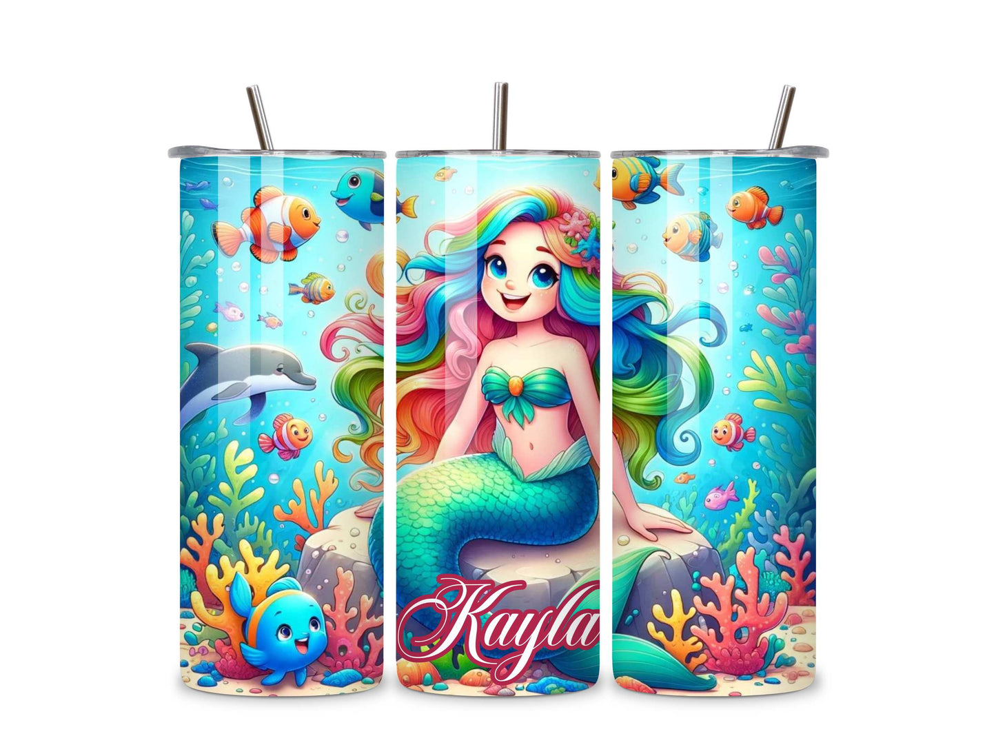 Personalised Mermaid Tumbler - 20oz Stainless Steel with Custom Name