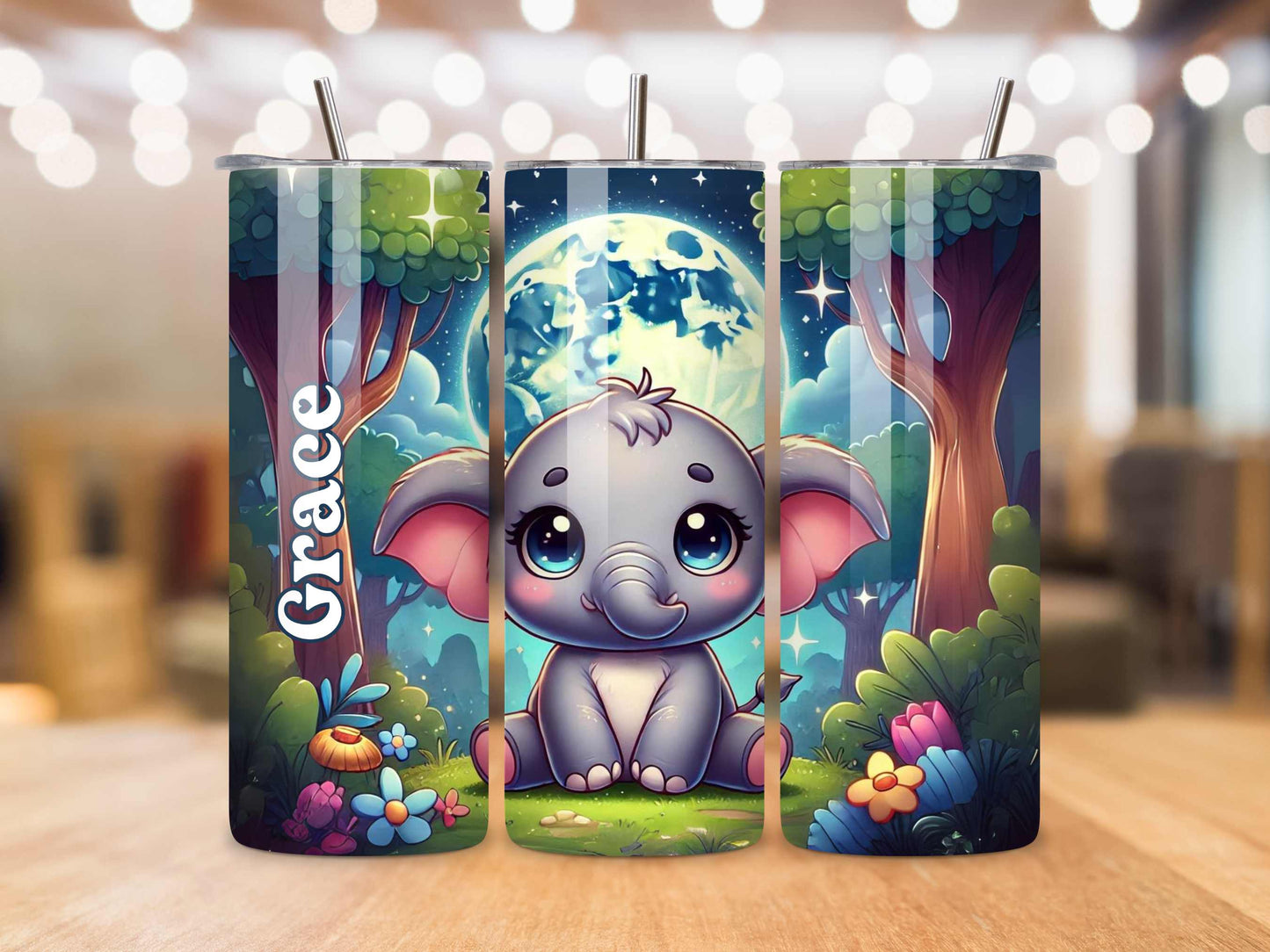 Enchanting Baby Elephant Tumbler - Personalised, Cute, and Perfect for Hot & Cold Drinks