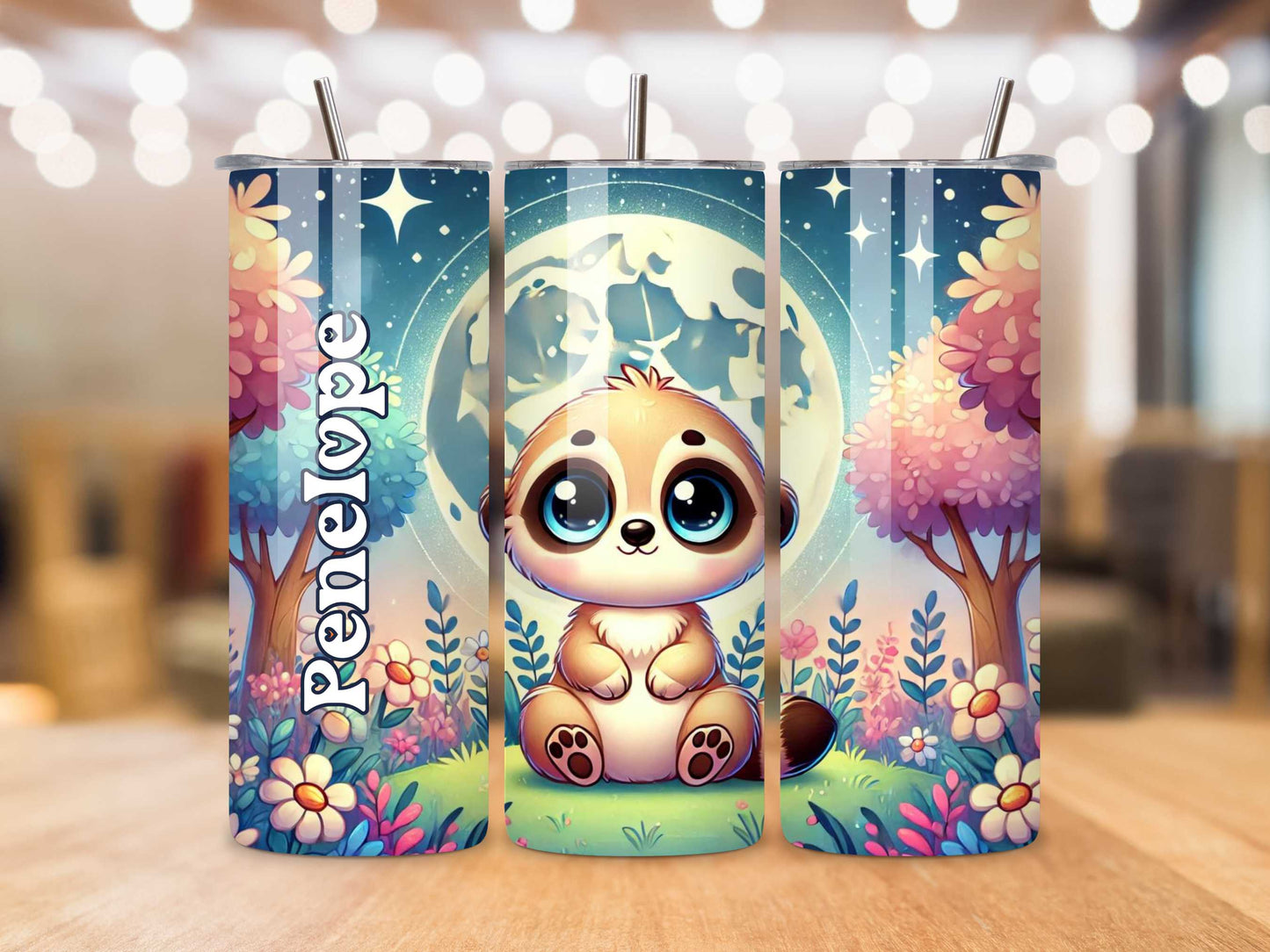 Cute Baby Meerkat Personalised Tumbler - Custom Name, Insulated Stainless Steel Travel Mug