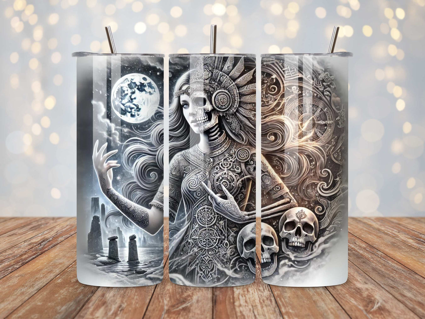 Enigmatic Goddess Hel Tumbler - Norse Mythology, Stainless Steel, Viking Underworld Art