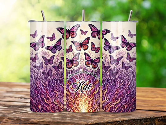 Handle with Care Like I Do Butterfly Tumbler - Personalised 20oz Stainless Steel Tumbler