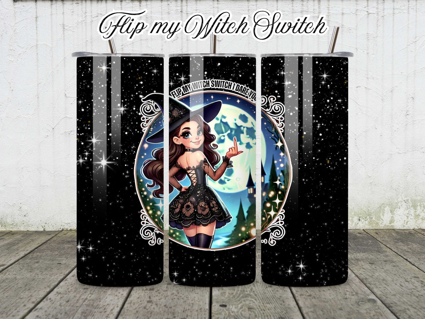 Flip My Witch Switch Stainless Steel Tumbler – Wickedly Wonderful, Enchanted Drinkware, Witchcraft Gifts