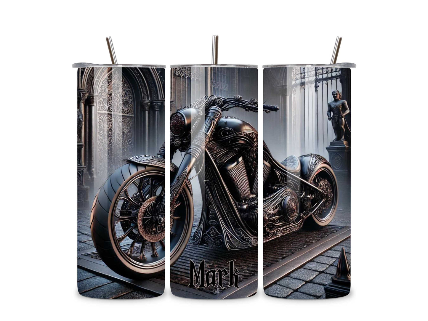 Gothic Motorcycle Stainless Steel Tumbler – Personalised Biker Gift