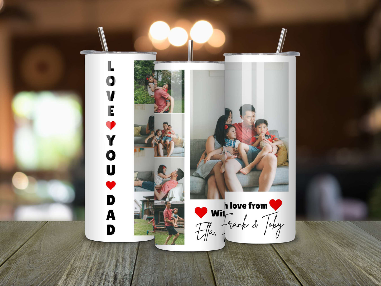 Love You Dad Personalised Photo Tumbler - Eco-friendly Perfect Father's Day or birthday Gift