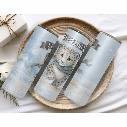 Snow Leopard Custom Tumbler Christmas gift for daughter mum nan sister aunt children Xmas stocking filler