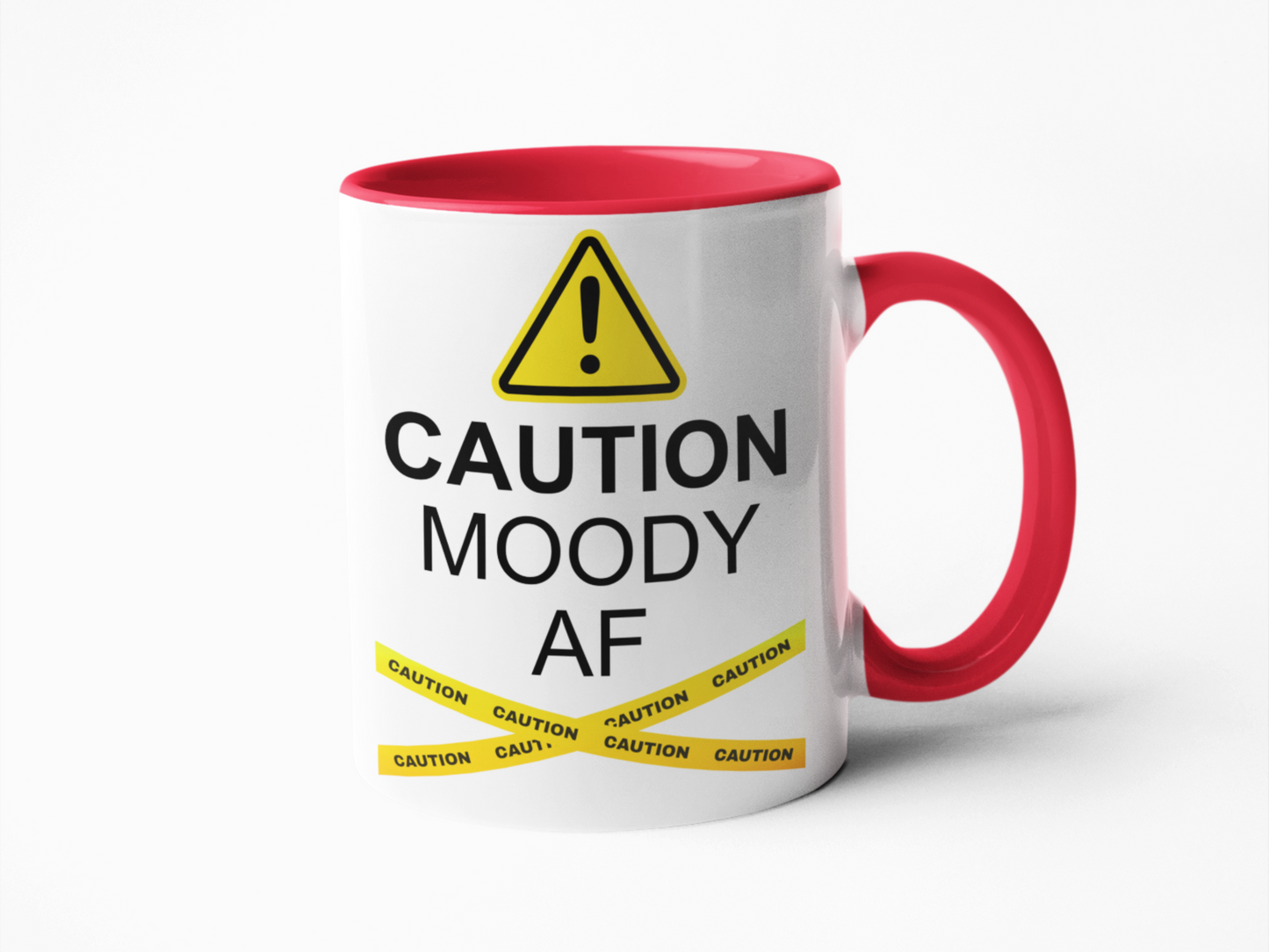 Caution moody af funny coffee mug