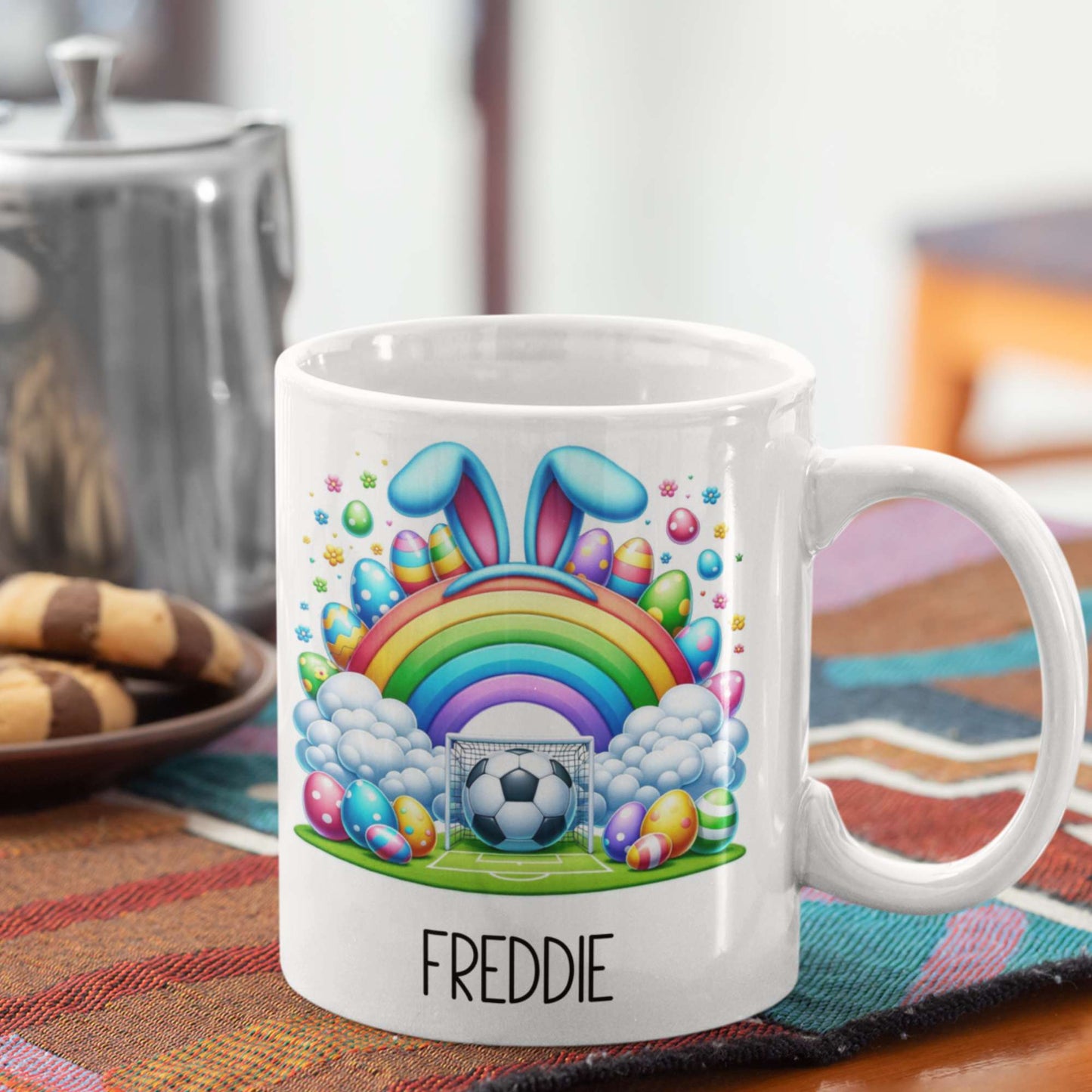 Football theme personalised Easter Mug for boys or girls