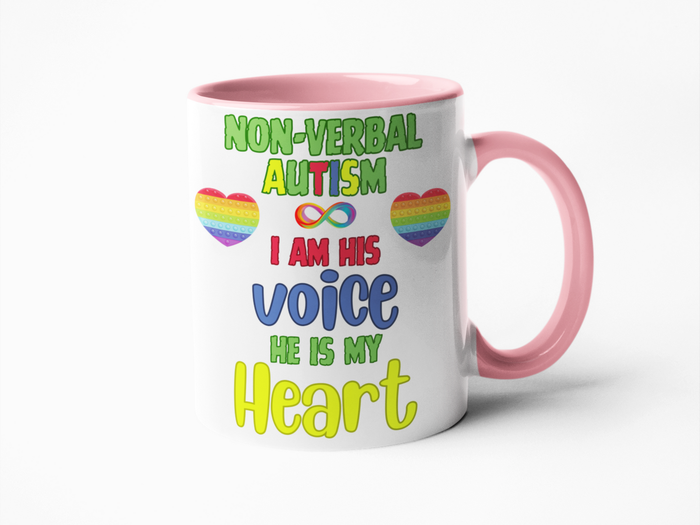 Non-verbal Autism I am his voice he is my heart coffee mug