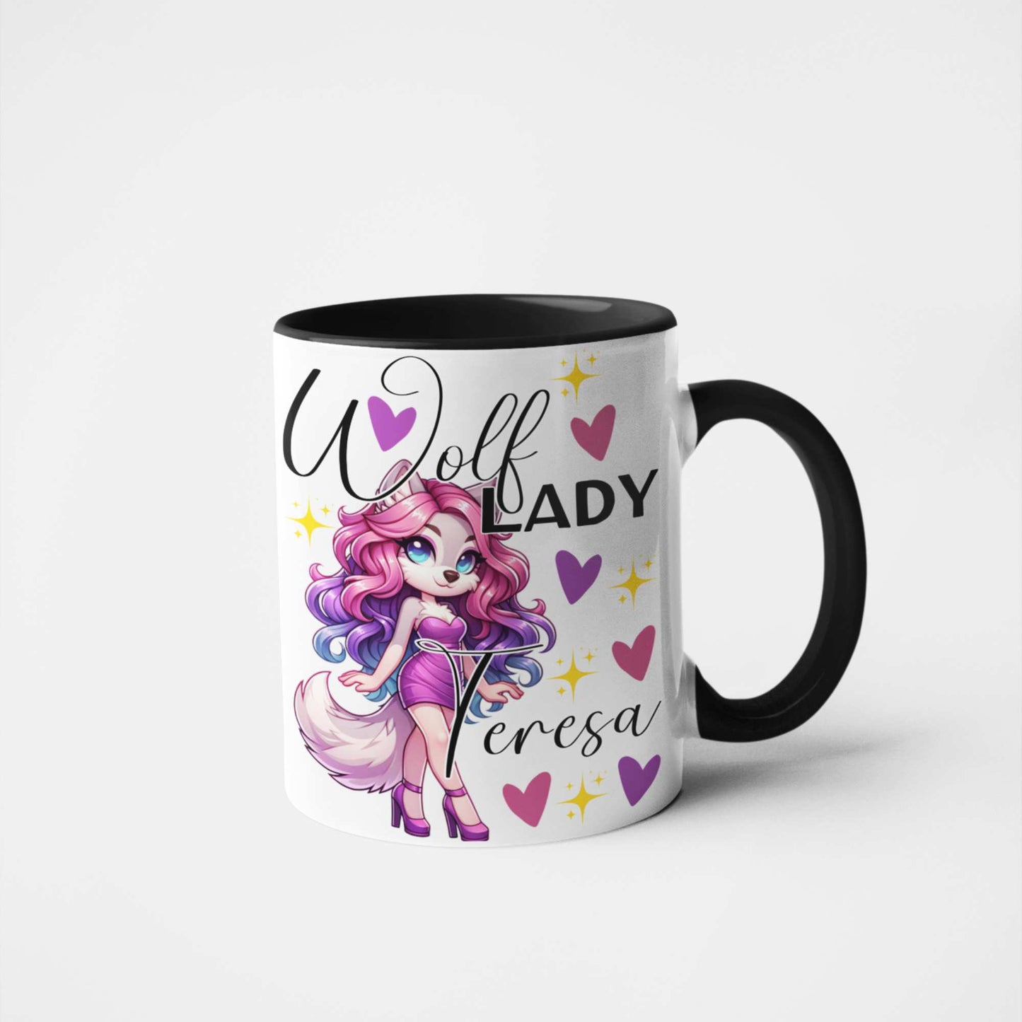 Wolf Lady Mug - Personalised Cute & Sassy Wolf Character - Perfect Gift for Wolf Lovers, Birthdays & Mother's Day