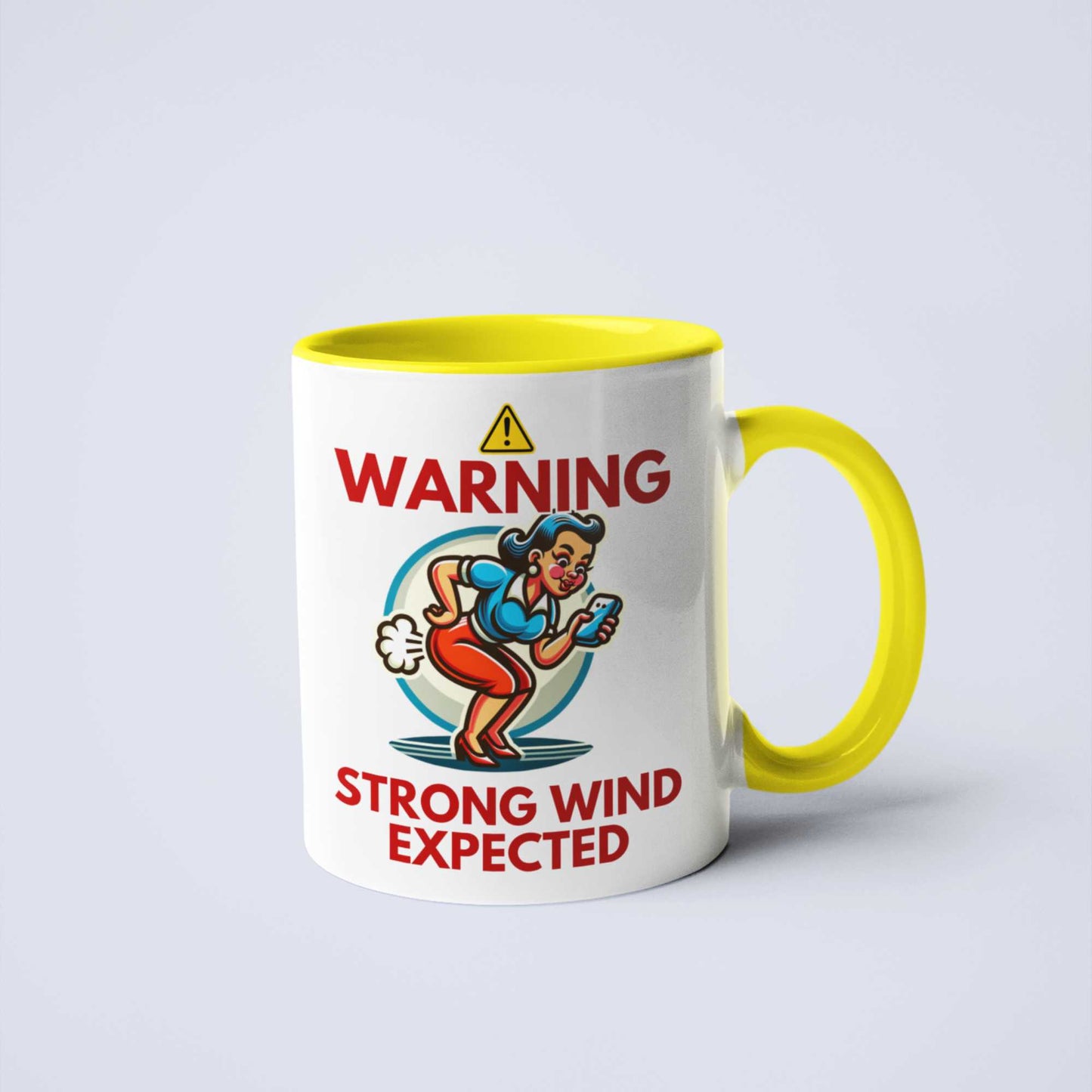 Weather warning funny coffee mug wind expected