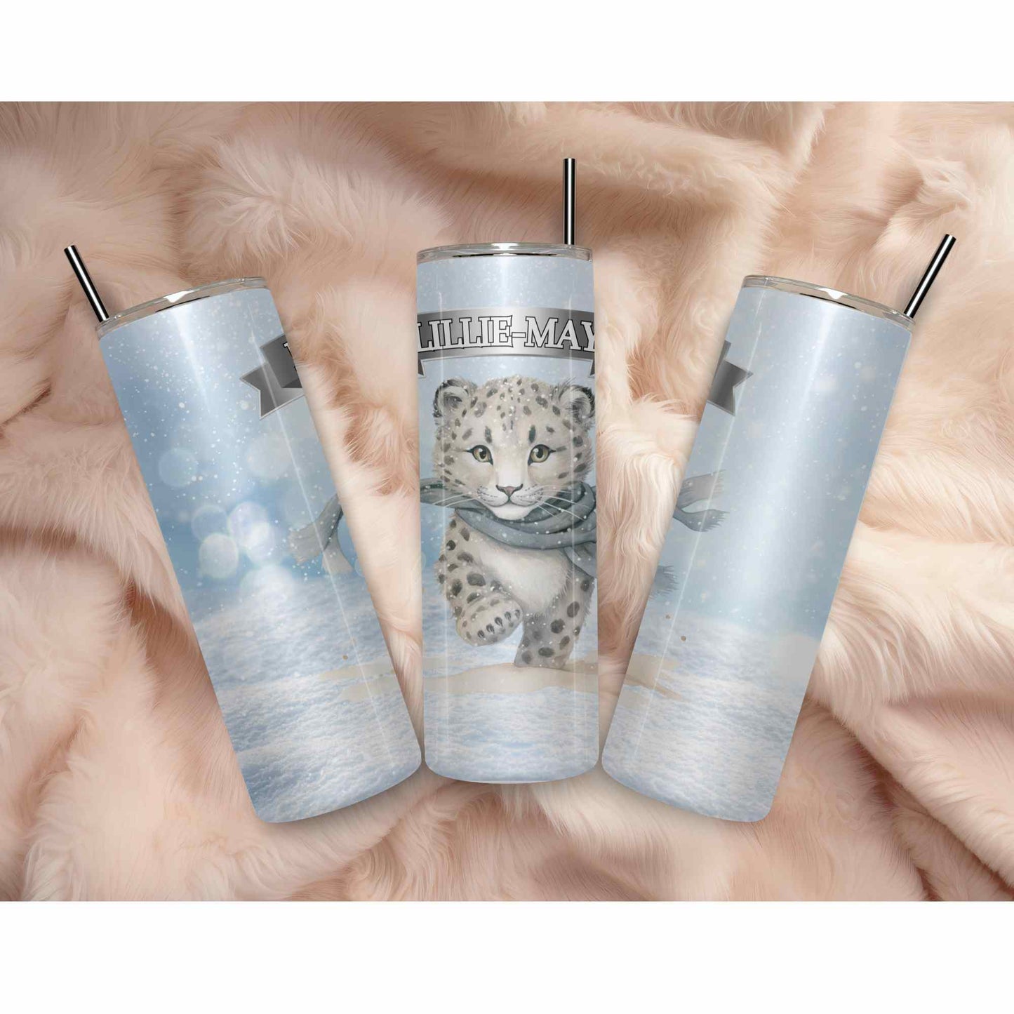 Snow Leopard Custom Tumbler Christmas gift for daughter mum nan sister aunt children Xmas stocking filler