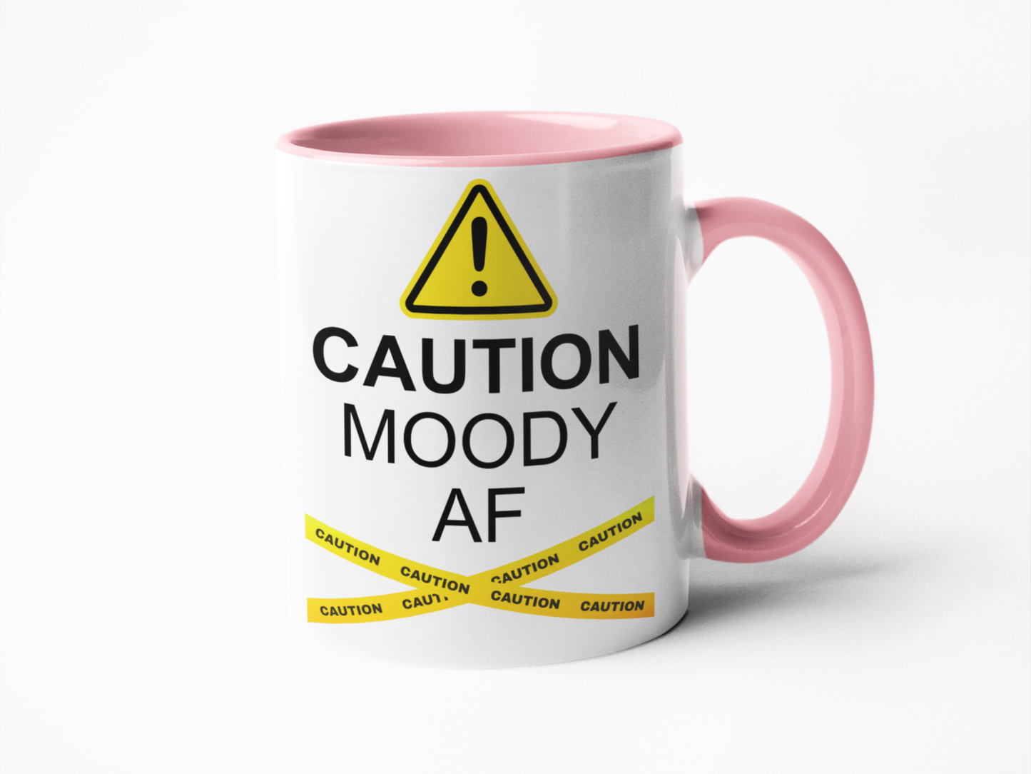 Caution moody af funny coffee mug