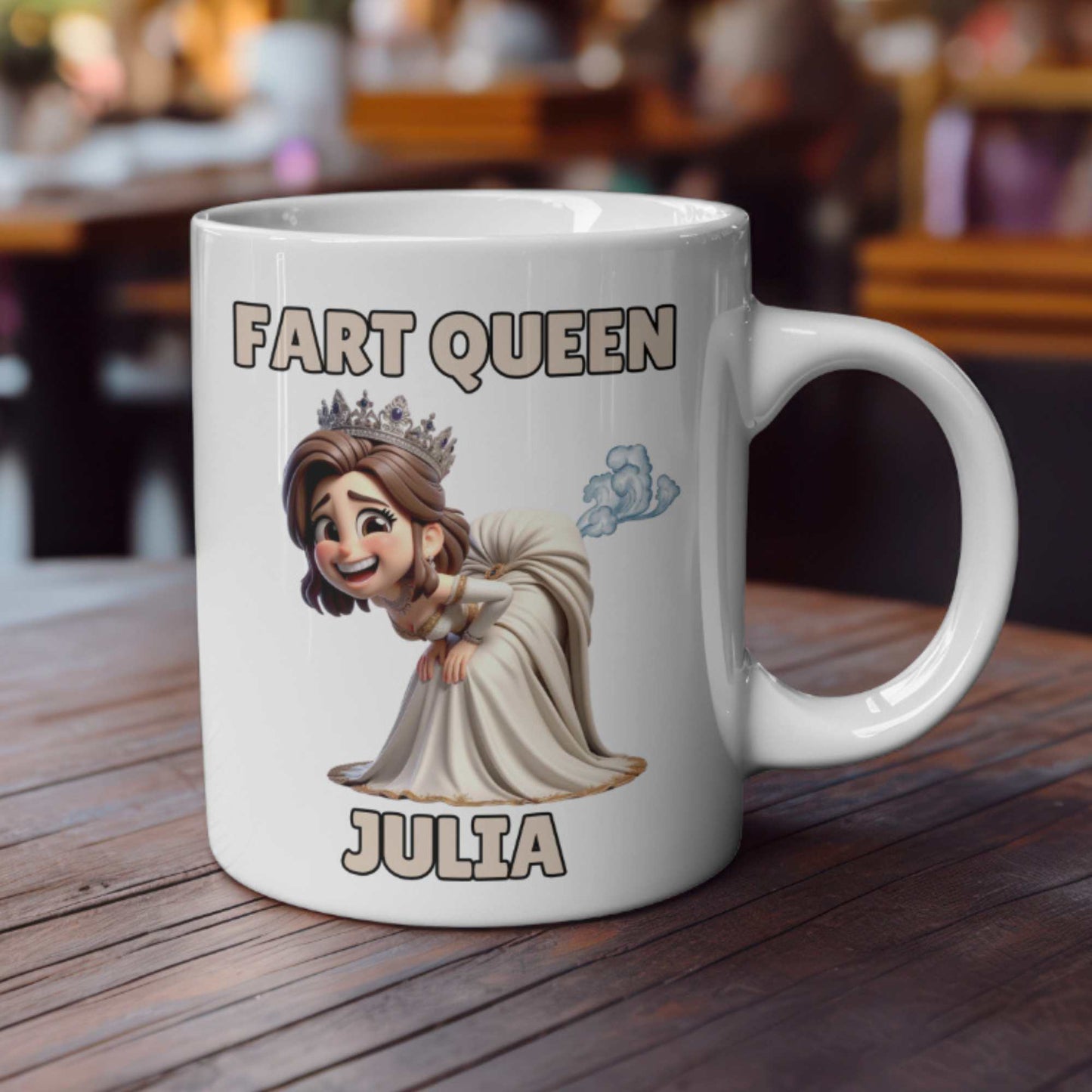 Fart queen personalised coffee mug