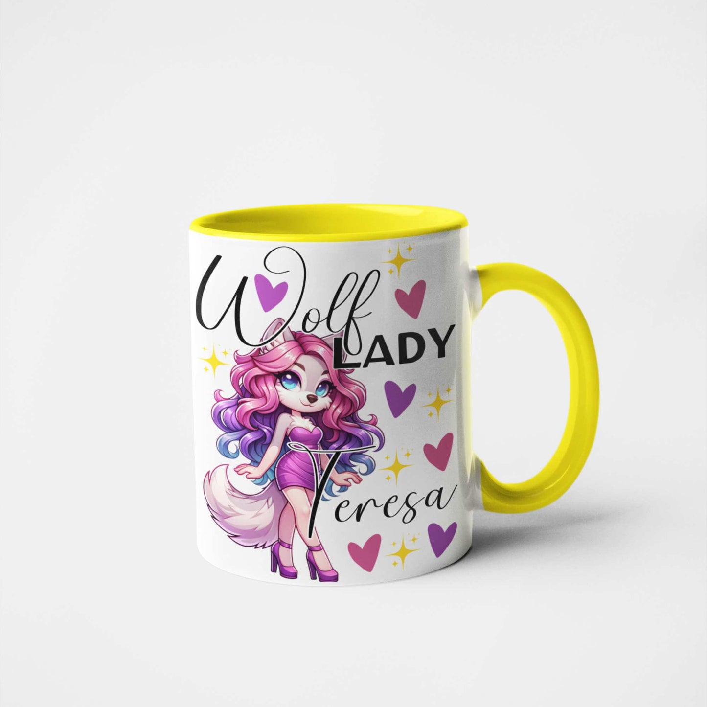 Wolf Lady Mug - Personalised Cute & Sassy Wolf Character - Perfect Gift for Wolf Lovers, Birthdays & Mother's Day