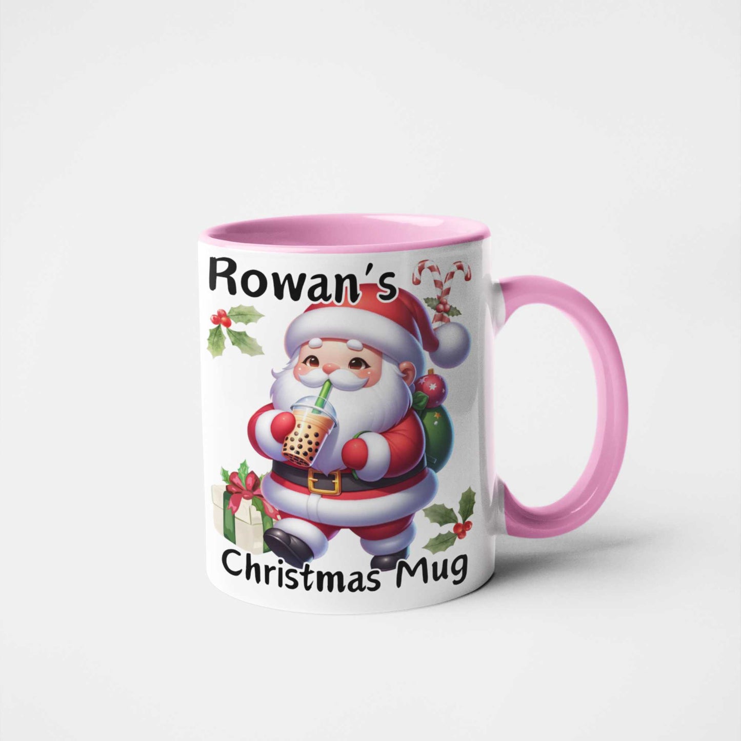 Personalised Santa Boba Tea Christmas Mug | Custom Name Christmas Gift | Fun Festive Mug for Teens & Young Adults | Christmas Stocking Filler