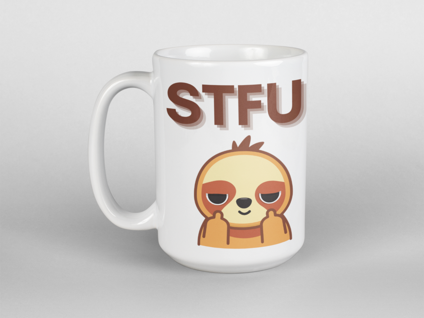 STFU sloth coffee mug