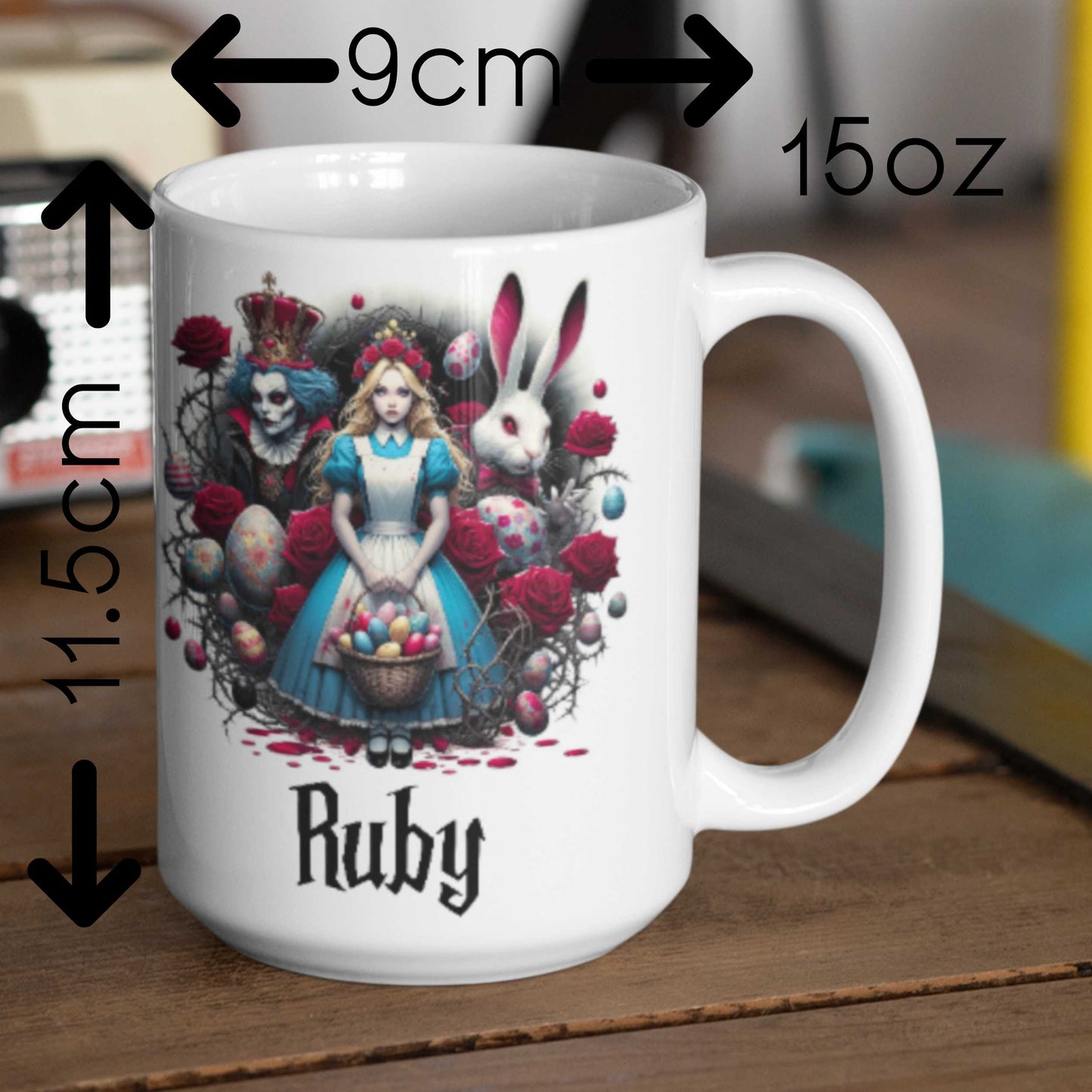 Easter Gifts | for Adults | for teens | Alice in Wonderland | Big Coffee Mugs | Gothic Gifts | Roses and Thorns | Alternative Gifts