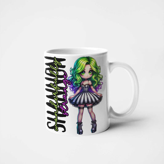 Wonderfully Strange Personalised Mug – Alternative Gothic Anime Character Gift, Custom Name Goth Mug, Unique Coffee Mug, 11oz & 15oz Ceramic, 20oz Tumbler