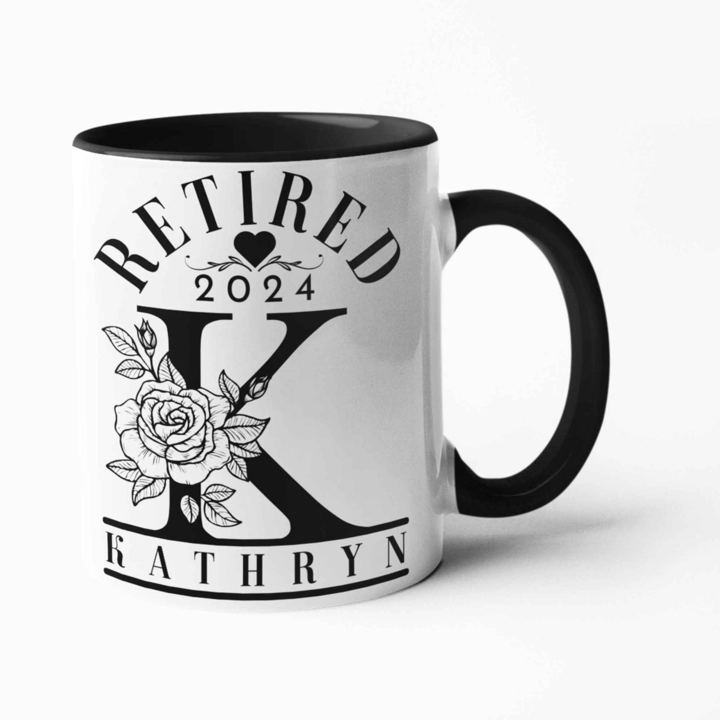 Retired 2024 Custom Name Mug - Personalised Retirement Gifts for Women, Elegant Retirement Mugs, UK