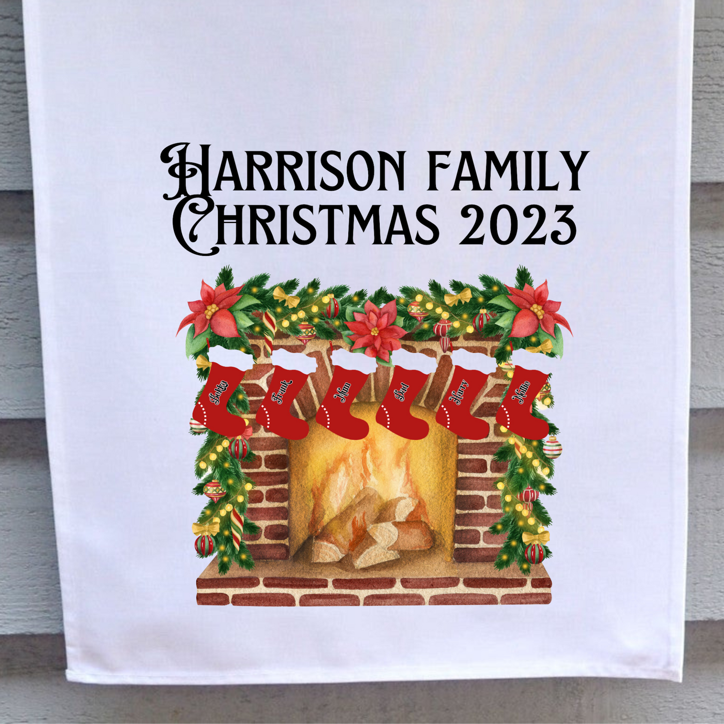 Fireplace Family Christmas 2023 mug, tea towel bauble buy 1 or as a set