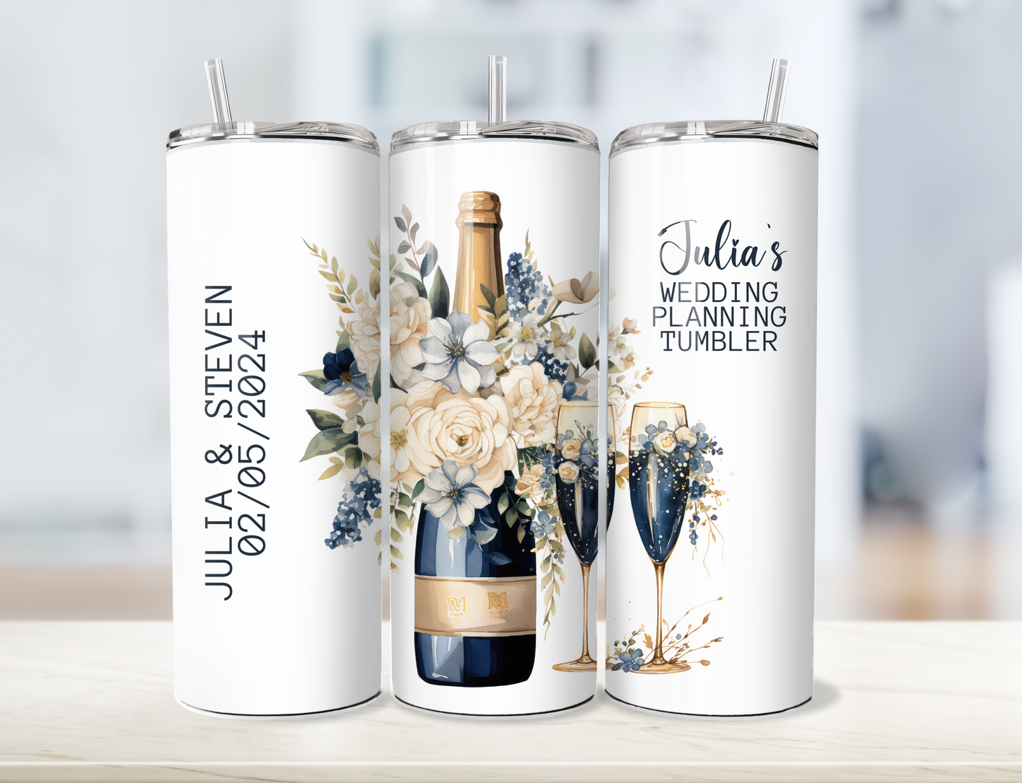 The Ultimate Personalised Stainless Steel Tumbler with Stainless Steel Straw - Your Wedding Planning BFF!