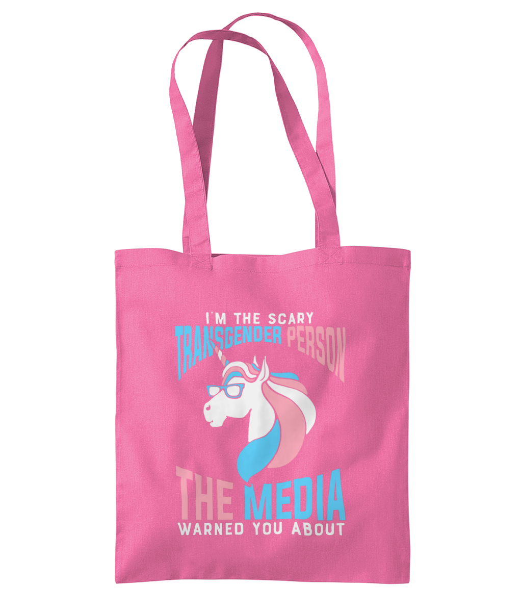 Scary trans person tote bag