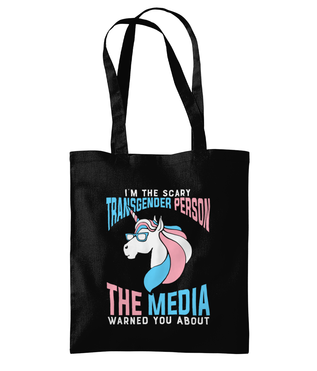 Scary trans person tote bag