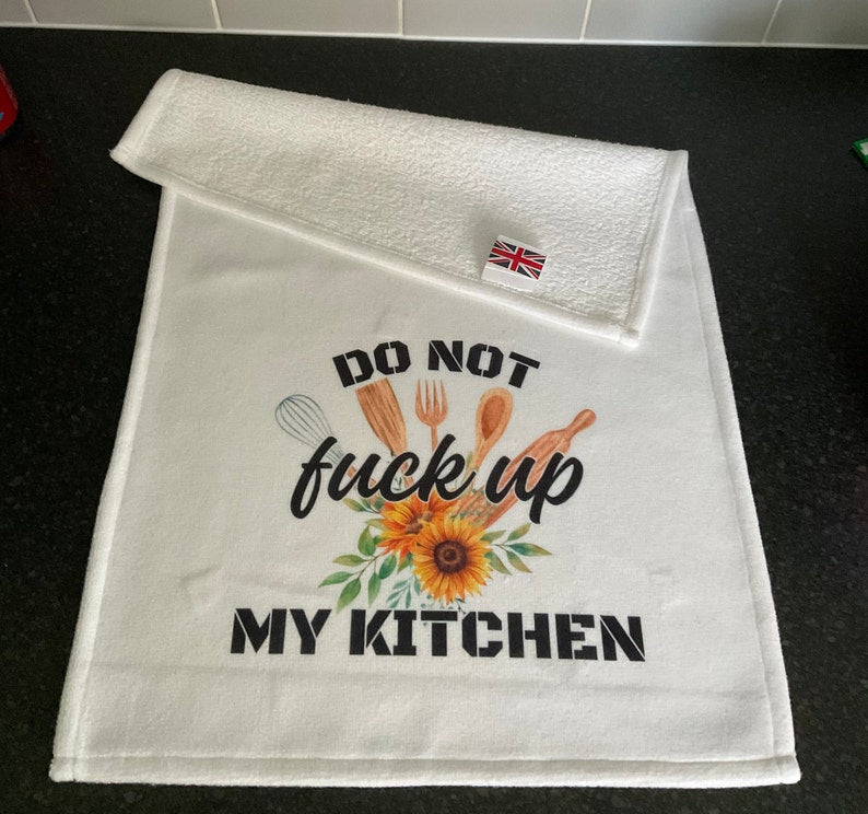 Custom Made Retro Don't Fuck Up My Kitchen Towel Dish Cloth Set