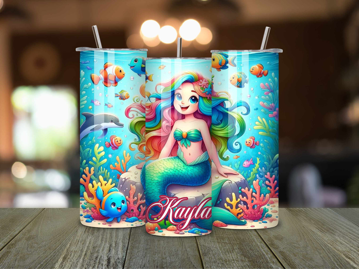 Personalised Mermaid Tumbler - 20oz Stainless Steel with Custom Name