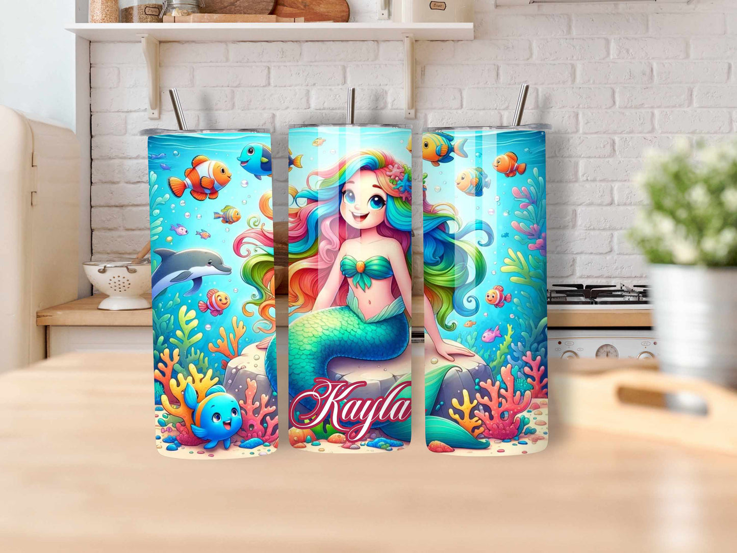 Personalised Mermaid Tumbler - 20oz Stainless Steel with Custom Name