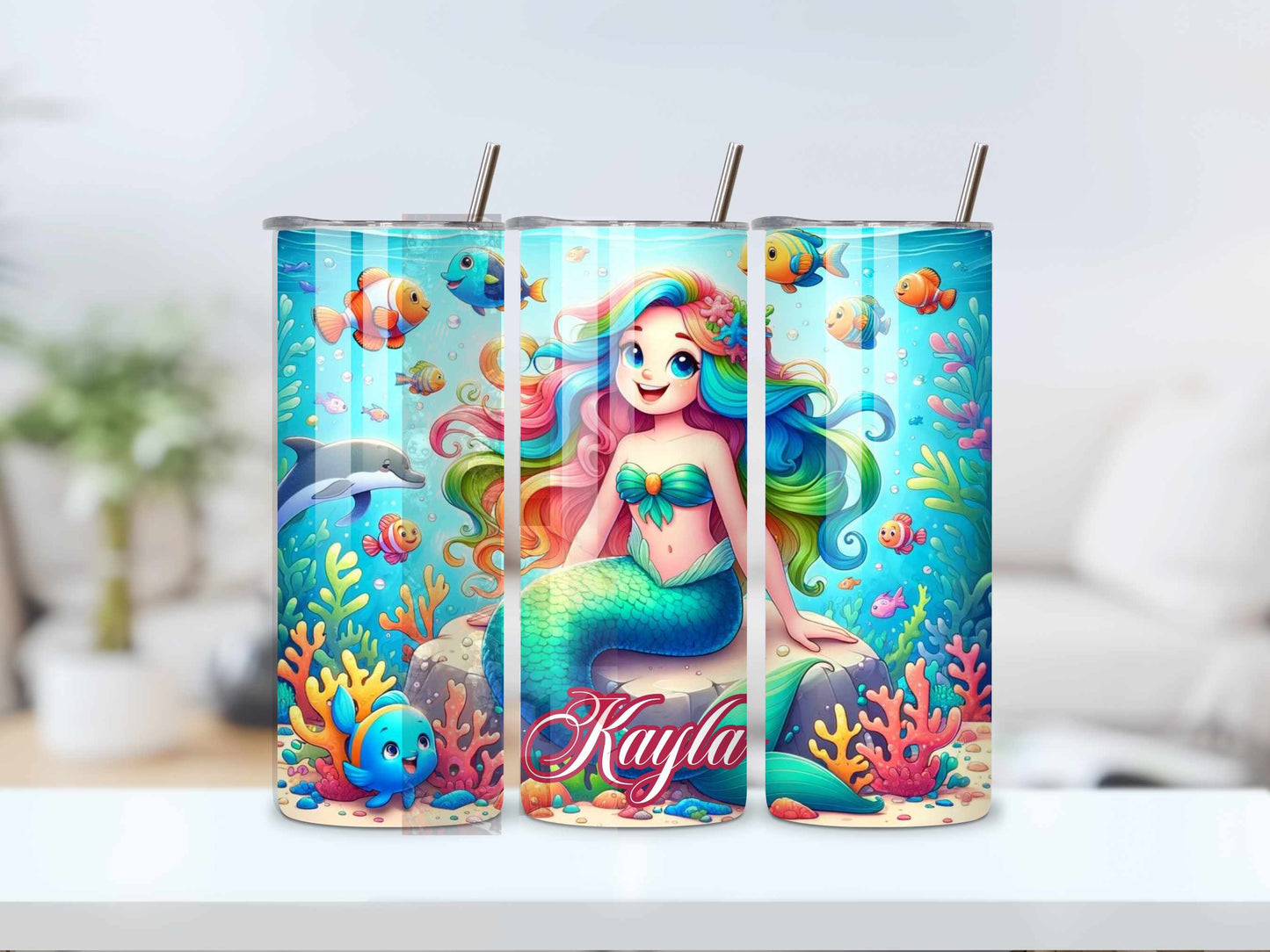 Personalised Mermaid Tumbler - 20oz Stainless Steel with Custom Name