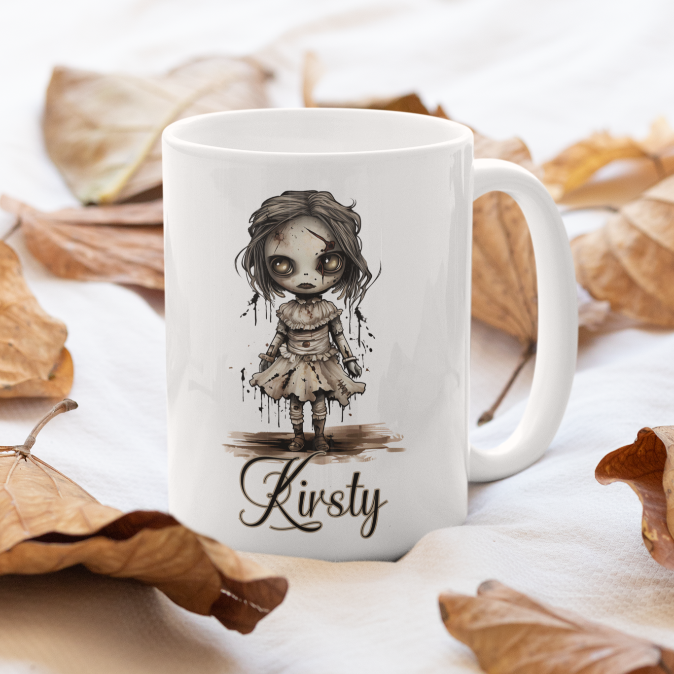 Dead clown gothic doll personalised coffee mug