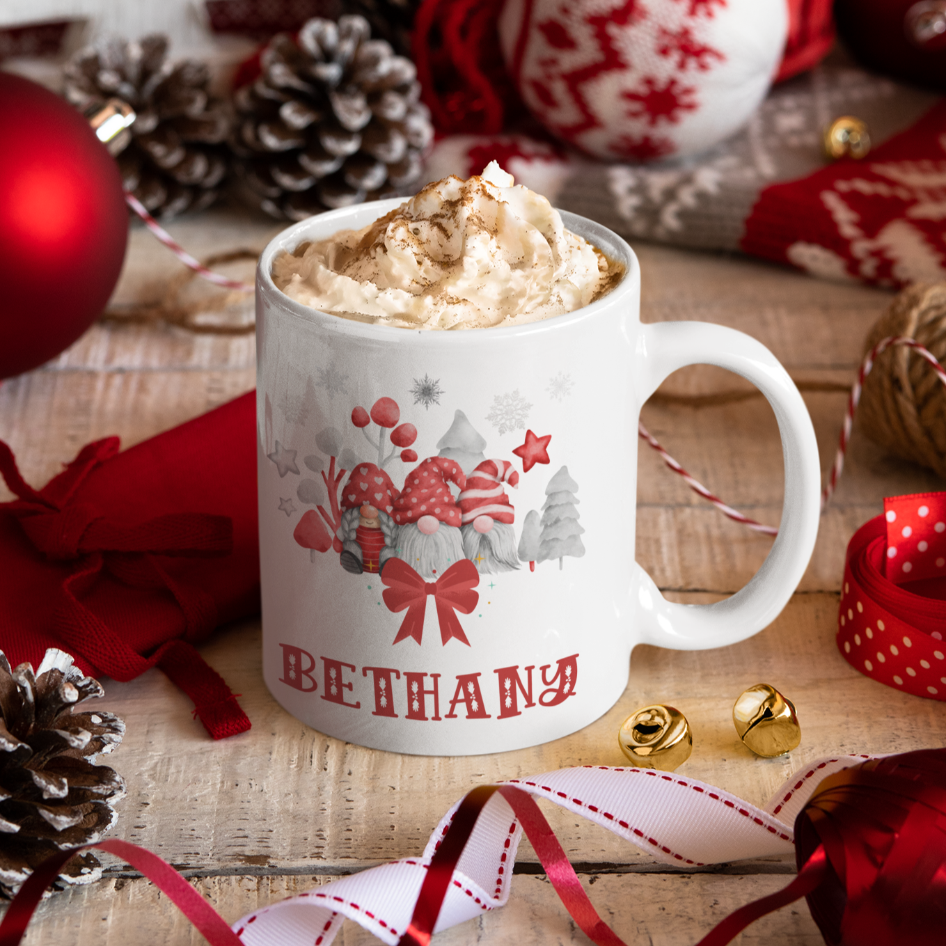 Gnome Christmas personalised mug