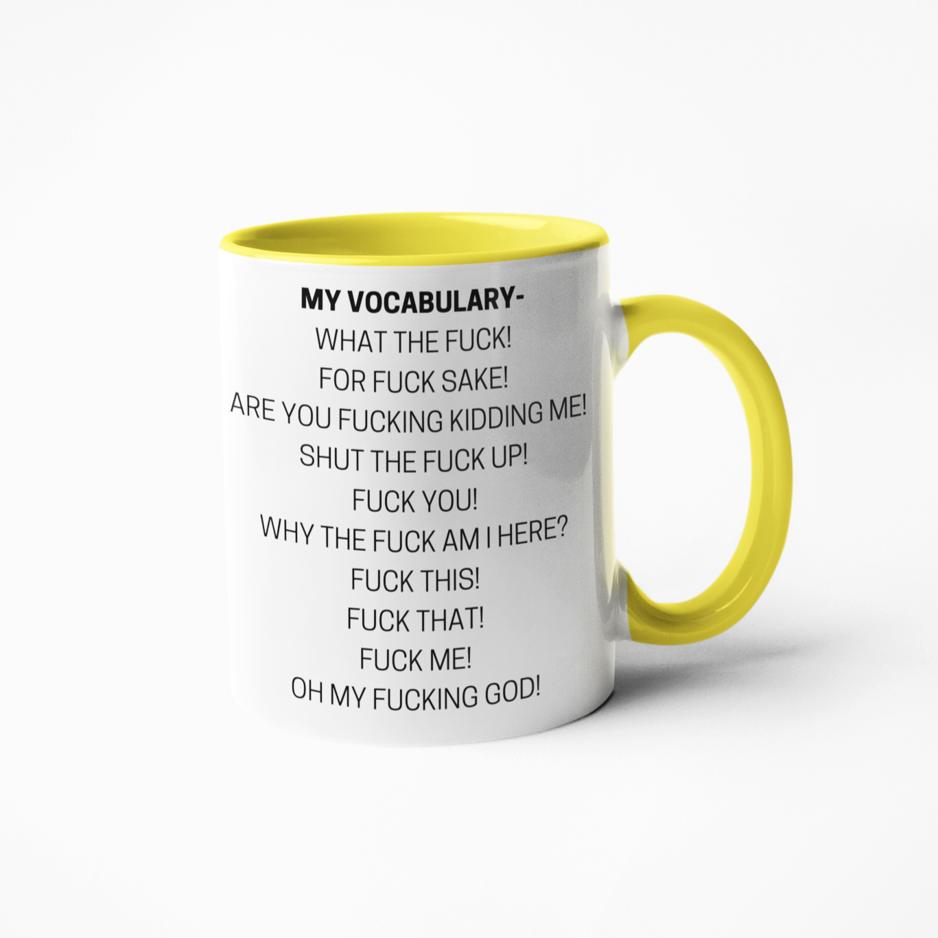 This My Swear Vocabulary Rude Sweary Funny Coffee Mug makes the perfect gift for any coffee lover. It is made of durable ceramic, ensuring a long-lasting life. The bold design and statement of "My Swear Vocabulary" is sure to be a conversation starter at any gathering. Enjoy your favourite beverage in this unique and humorous mug!